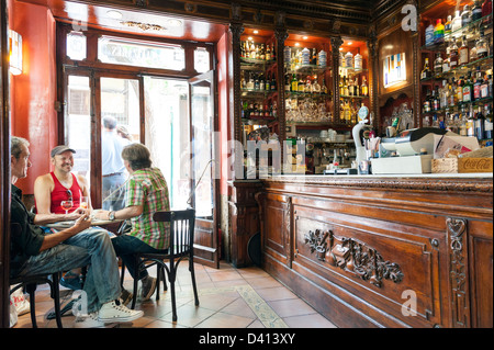 Bar Cafe Sant Juame which used to be an old pharmacy, Valencia, Spain Stock Photo