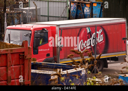 Coca Cola soft drinks truck parked outside the docks delivering merchandise in Dundee,UK Stock Photo