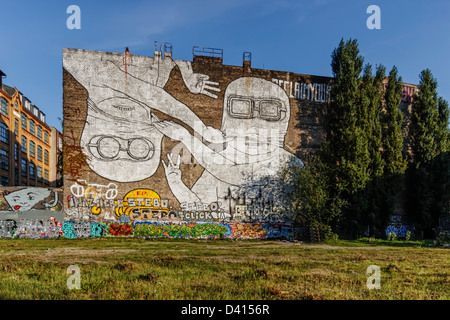 Mural of Artist Blue in Berlin Kreuzberg Stock Photo