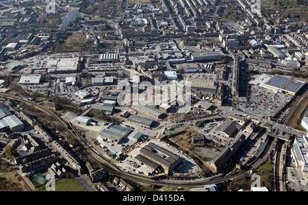 aerial view of Keighley town centre, West Yorkshire Stock Photo