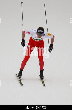 Val di Fiemme, Italy. 28th February 2013.  Justyna Kowalczyk (POL) in action during the world championship  cross country skiing ladies relay. Credit:  Action Plus Sports Images / Alamy Live News