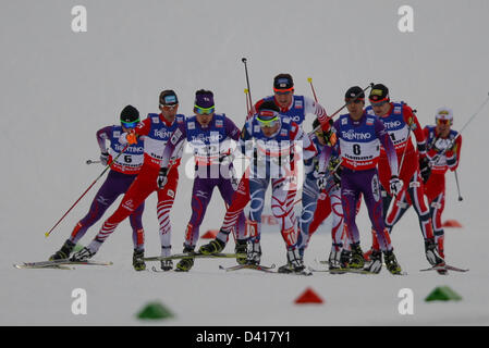 Val di Fiemme, Italy. 28th February 2013.  mass start of the world championships cross country skiing nordic combined. Credit:  Action Plus Sports Images / Alamy Live News Stock Photo