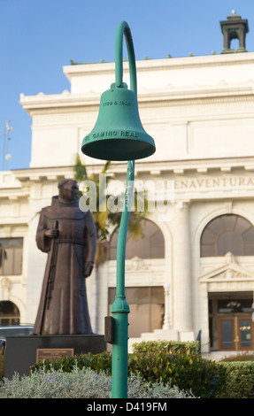 Father Junipero Serra statue in front of Ventura or San Buenaventura city hall in California Stock Photo