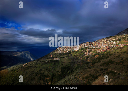 View of Arachova, the most popular winter resort in Greece, Mount Parnassos, Viotia., Central Greece. Stock Photo