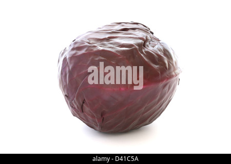 Whole raw red cabbage on white background Stock Photo
