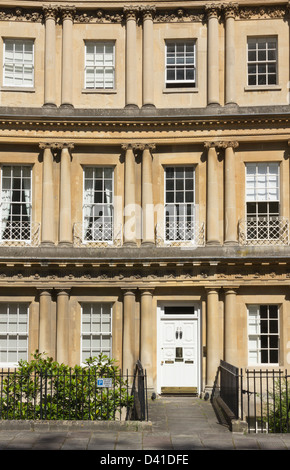 A Georgian townhouse on a section of the Circus, the circular edifice of Georgian Houses in Bath completed between 1754 and 1768 Stock Photo