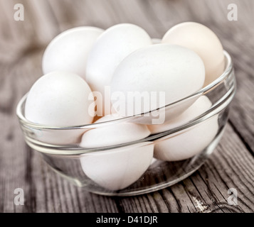 Eggs on a wooden table Stock Photo