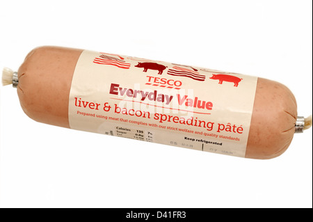 Tesco Everyday Value liver & bacon spreading pate (prepared using meat that complies with strict welfare & quality standards) Stock Photo