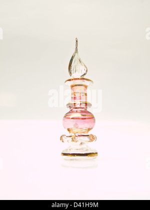 A miniature pink glass perfume bottle from Egypt Stock Photo