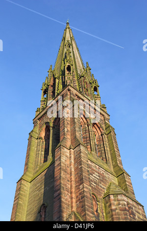 The spire of the parish church of St Giles Cheadle Staffs Staffordshire designed by  A.W.N. Pugin and known as Pugins gem Stock Photo