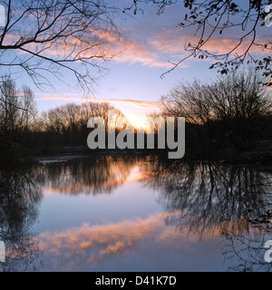 Sunrise at Croxall Lakes Nature Reserve, near Alrewas Staffordshire Stock Photo