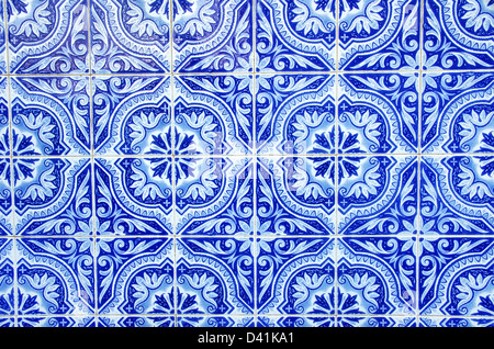 Portuguese blue tiles close-up Stock Photo