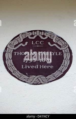 plaque marking a home of historian thomas carlyle, ampton street, finsbury, london, england Stock Photo