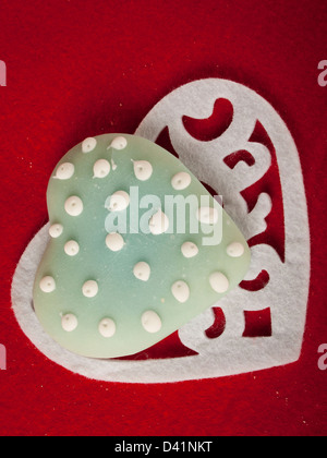 Cookies for Valentine's day on white plate. Stock Photo