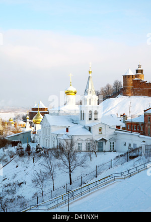 Junuary view Church of Elijah the Prophet and Kremlin Nizhny Novgorod Russia Stock Photo