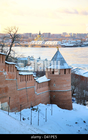 November view Strelka from Nizhny Novgorod Kremlin Russia Stock Photo