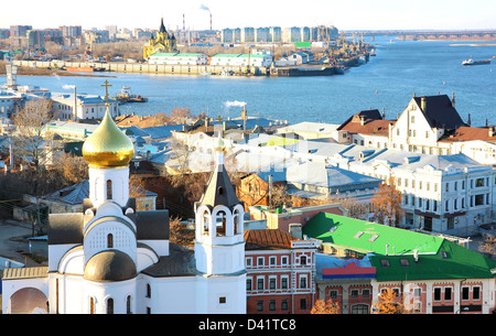 View to Strelka from Kremlin Nizhny Novgorod Russia Stock Photo