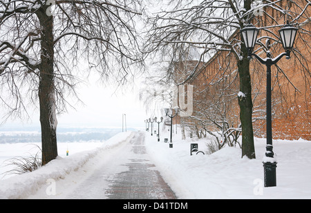 Winter alley in the Kremlin Nizhny Novgorod Russia Stock Photo