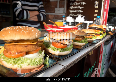 The food stalls in Camden town market. Camden Lock. Stock Photo