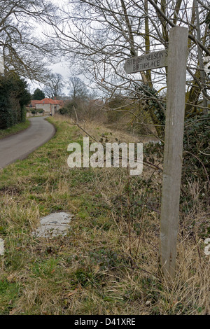 Sign pointing towards birthplace of Admiral Lord Nelson in Burnham Thorpe, Norfolk Stock Photo