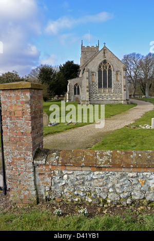 All Saints Church Burnham Thorpe in Norfolk is where Lord Nelson's father was pastor. Both parents are buried in the church Stock Photo