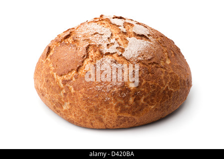 Food: traditional homemade round bread, isolated on white background Stock Photo