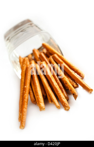 Glas of Salted pretzels Stock Photo