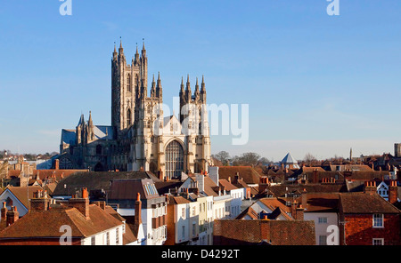 Canterbury Cathedral.  A view over the rooftops. Kent  England UK.  Taken from the Marlowe Theatre Stock Photo