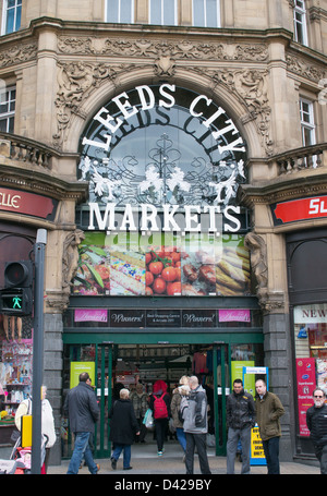 The entrance to Leeds Kirkgate Market, England UK Stock Photo
