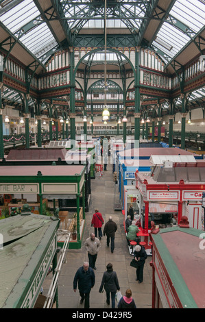 Interior view of Leeds Kirkgate Market, England UK Stock Photo