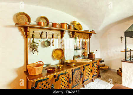 Antique kitchen interior in Palmse manor, Estonia Stock Photo