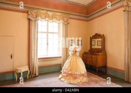 Bedroom of the 18-th century Baltic manor house in Palmse, Estonia. Stock Photo