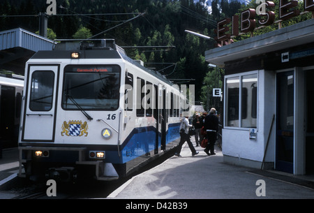 Bayerische Zugspitzbahn railway, Eibsee station, Grainau, Werdenfelser ...