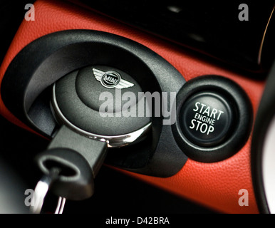 Key in ignition of Mini John Cooper Works Stock Photo