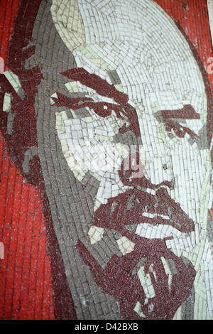 Gross Dölln, Germany, mosaic of a Leninportraets Stock Photo