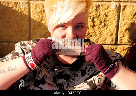 Nottingham, UK. 2nd March 2013. Justin Bieber fans queue to see the pop idol at Nottingham's capital FM Arena tonight, some have queued for days. Credit: Ian Francis/Alamy Live News Stock Photo