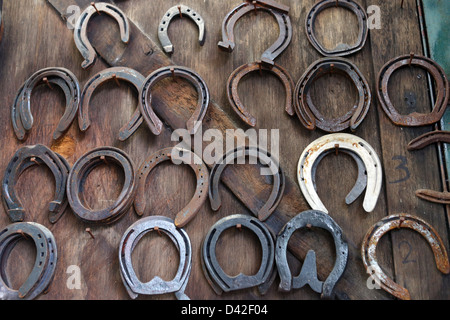 Sheung Shui, China, horseshoe hanging on a wall Stock Photo