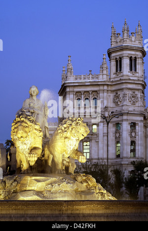 Madrid, Spain, the Cibeles fountain in the Plaza de Cibeles Stock Photo