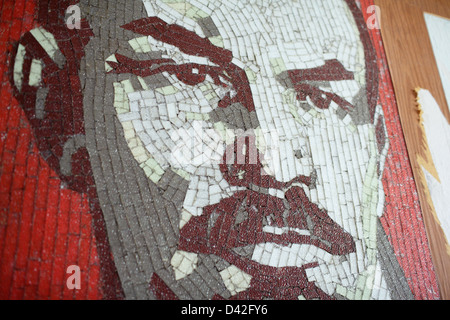 Gross Dölln, Germany, mosaic of a Leninportraets Stock Photo