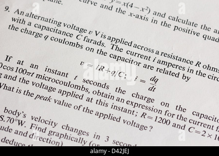 old exam papers for engineering qualifications UK (1960s) Stock Photo