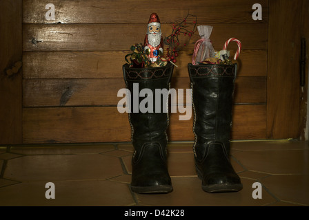 Hiddensee, Germany, stuffed boots on St. Nicholas Stock Photo