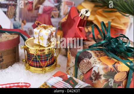 Berlin, Germany, festively wrapped Christmas gifts Stock Photo