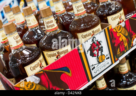Captain Morgan rum on display at a Costco Wholesale Warehouse Club. Stock Photo