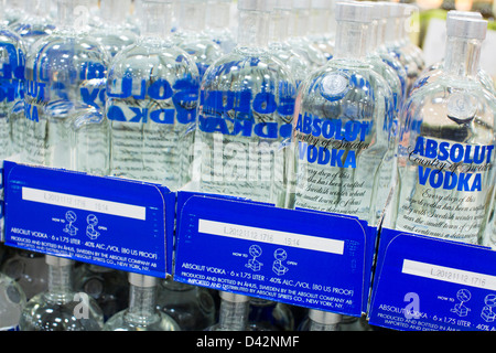 Absolut vodka on display at a Costco Wholesale Warehouse Club. Stock Photo