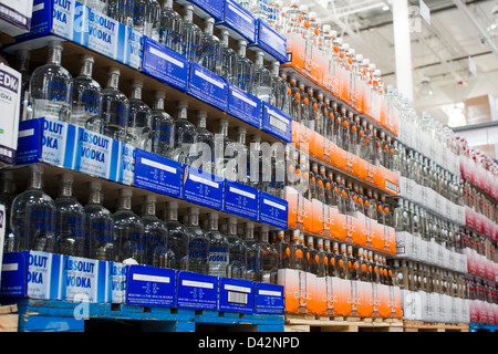 Ciroc and Absolut vodka on display at a Costco Wholesale Warehouse Club. Stock Photo