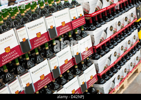 Woodbridge cabernet sauvignon wine on display at a Costco Wholesale Warehouse Club. Stock Photo