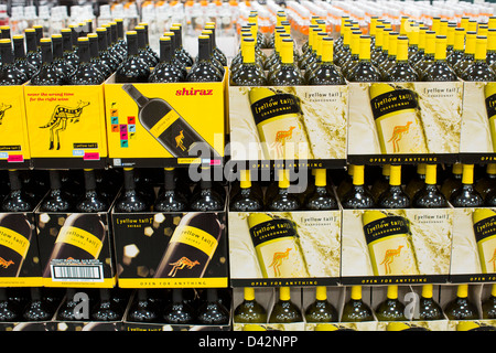 Yellow Tail shiraz and chardonnay wine on display at a Costco Wholesale Warehouse Club. Stock Photo