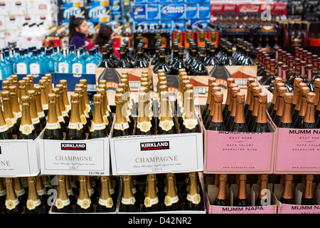 Champagne on display at a Costco Wholesale Warehouse Club. Stock Photo