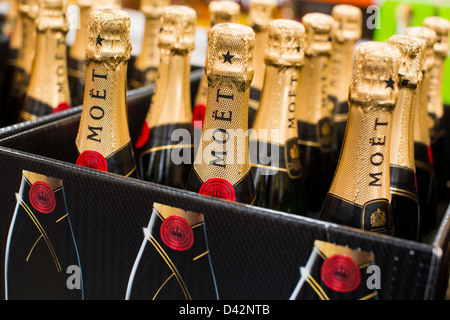 Moet champagne on display at a Costco Wholesale Warehouse Club. Stock Photo