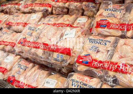 Chicken wings on display at a Costco Wholesale Warehouse Club. Stock Photo